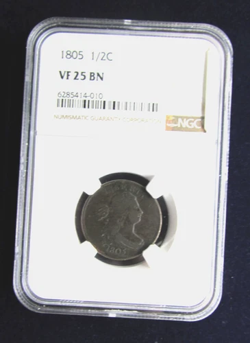 1805 1/2 Cent Dropped Bust NGC VF 25 BN
