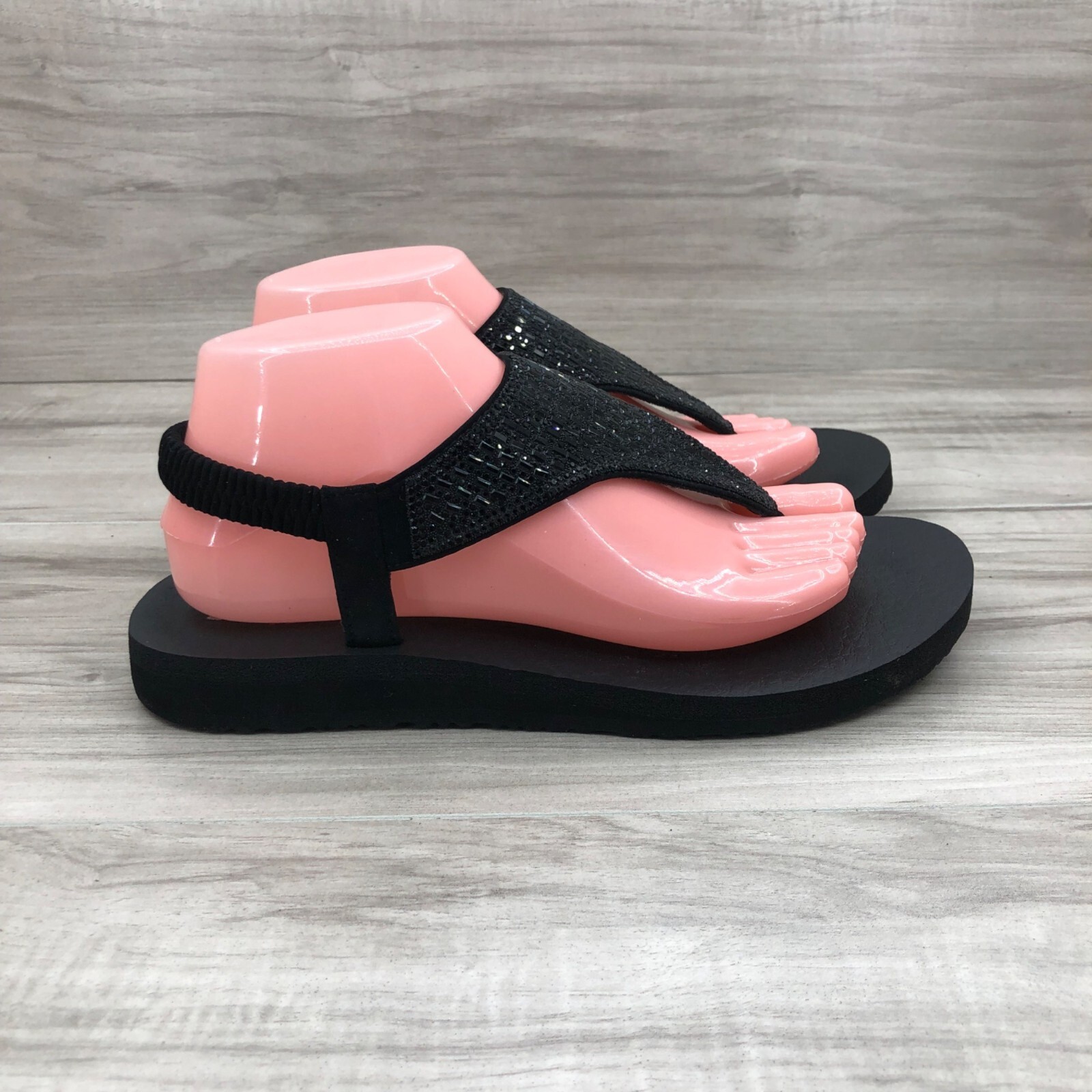 Skechers Sandals Women's Black Thong Slingback Flat Shoes