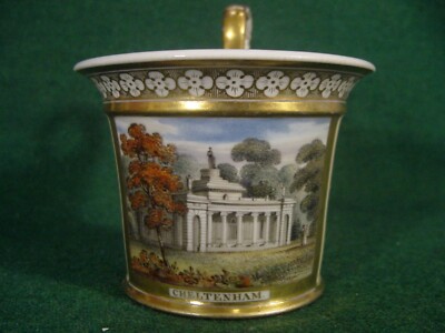 c1815 Chamberlain Cup View Cheltenham Hand Painted Porcelain Antique Worcester