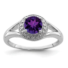 Silver  Diam. & Amethyst Ring QBR11FEB