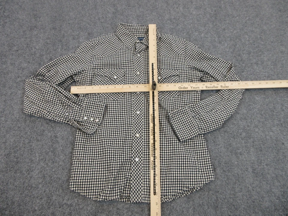 Camisa Ralph Lauren Niños 6 Negro Blanco A Cuadros Botones Preppy Bolsillos a Presión Foto 2 de 4