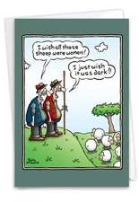 Funny Birthday Greeting Card w/Envelope - Bday Wish Sheep Were Women