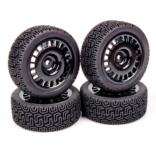 4 x 1/10 RC Road RallyWheels Tyres Multispoke for Tamiya TT02 TT01 Pre-Glued - Picture 1 of 5