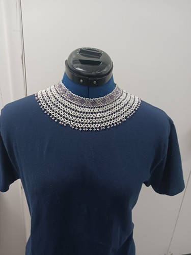 Vintage Handarbeit Glasperlen Netz Latz Halsband Schmuck Statement Halskette