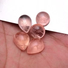 5 Pcs Natural Pink Morganite Untreated Top Quality Cabochon Loose Gemstones Lot