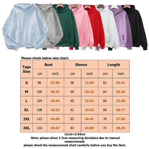Ladies Fleece Hoodies Solid Sweatshirt Women Casual Loose Long Sleeve Tops UK - Picture 2 of 28