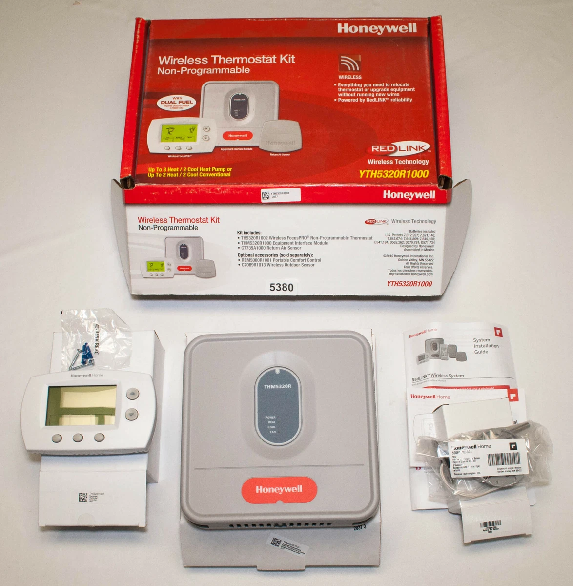 Honeywell YTH5320R1000 Wireless Thermostat Kit w/ Interface Module u0026amp;  Air Sensor | eBay