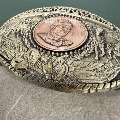 Rainy Mountain Design, INC John Wayne An American Solid Brass Belt Buckle - Picture 2 of 8