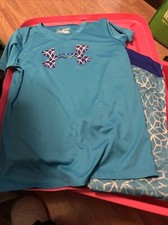Under Armpit Girls Blue Athletic Shirt With Matching Leggings Size YMD Medium