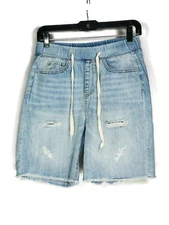 Rewash Denim Blue Light Wash Cut Off Stretch Bermuda Jean Shorts Size M