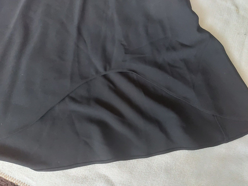 Gina Bacconi Moos Krepp Kleid gefüttert Mieder schwarz Gr UK 14 asymmetrischer Rock - Bild 9 von 10
