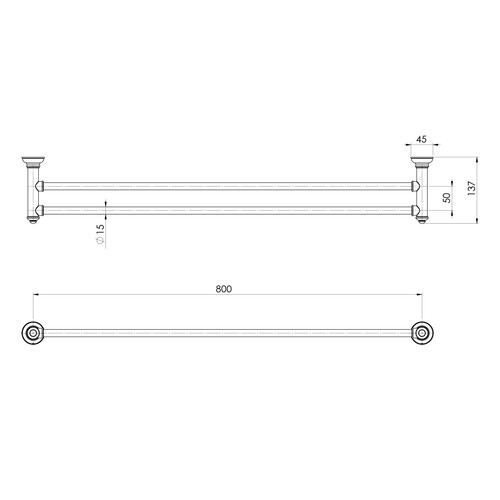 New Phoenix Tapware Double Towel Rail 800mm Cromford Brushed Gold 134-8130-12 - Picture 2 of 3