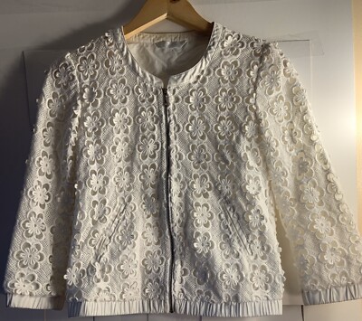 promod Embroided zipper women White Summer jacket Size S
