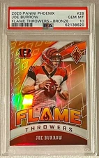 2020 Panini Phoenix Joe Burrow RC #'d 35/50 Flame Throwers Bronze SSP PSA 10