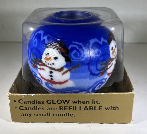 Vintage 1990’s Round Ball Glowing Candle Winter Snowman Scene Christmas - Picture 4 of 7