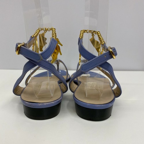 Salvatore Ferragamo Boutique Leder Schuhe Gold Schuh Anhänger Knöchelriemen 5 1/2 B - Bild 7 von 9
