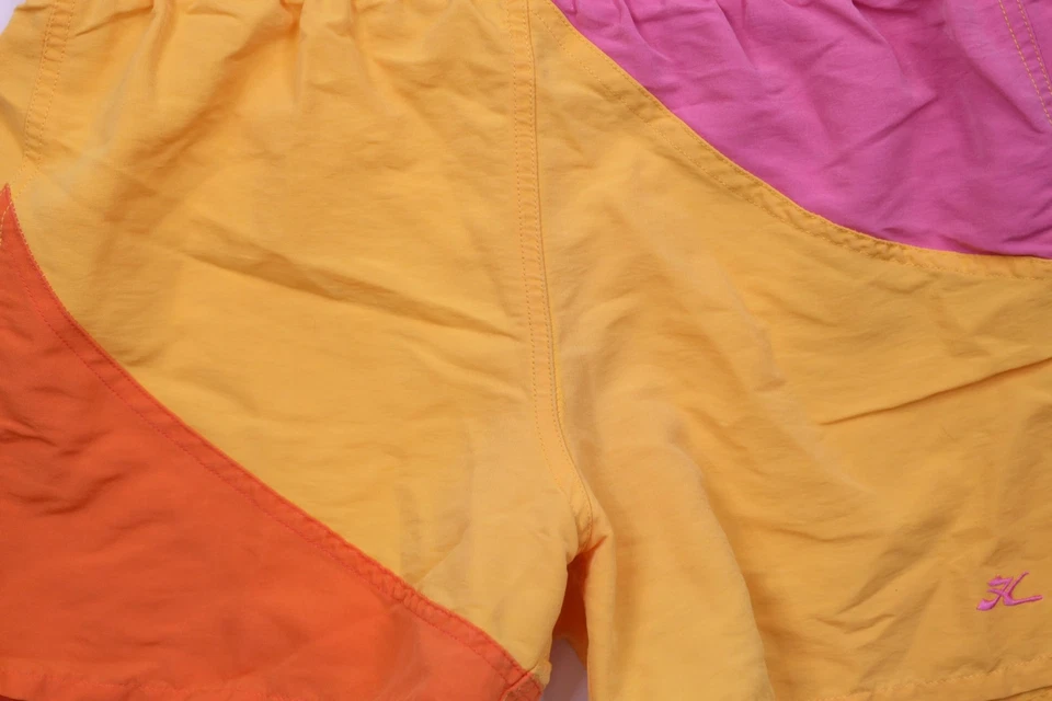 Pantalones Cortos de Natación Vintage Años 70 80 Hobie Surfing Para Hombres Grandes Forrados en Bloques de Color Foto 3 de 4