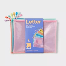 8pk of Colored Zip Pouches, Teacher Supplies - up&up™