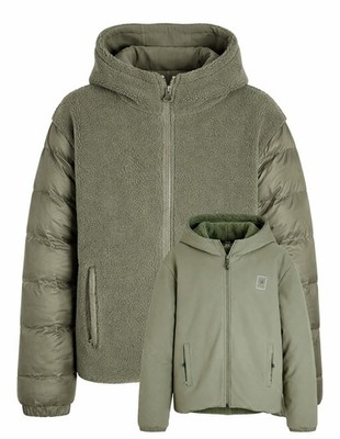 HERO SEVEN Wendejacke Khaki/Sherpa Herren Echt Daunen NEU VANCOUVER