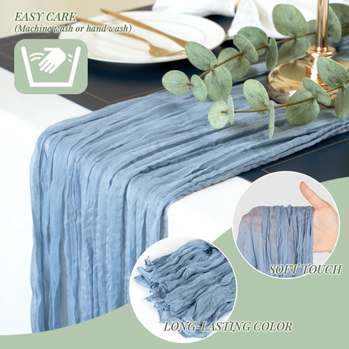 Dusty Blue Cheesecloth Table Runner Spring Decor 10ft Boho Gauze Cheese Cloth... - Picture 3 of 6