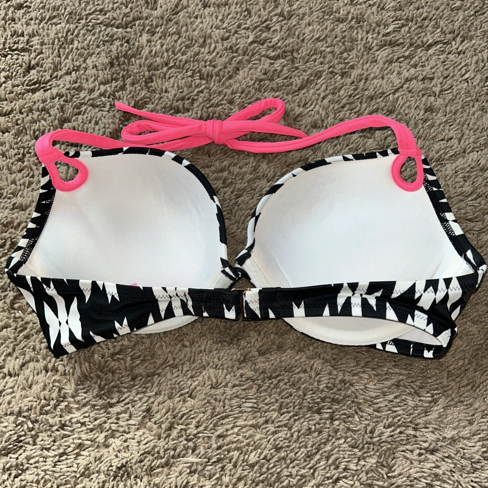 Victoria’s Secret Bikini Traje de Baño Top Sujetador Mujer’s 32D Corbata Halter Estampado Animal Foto 3 de 4