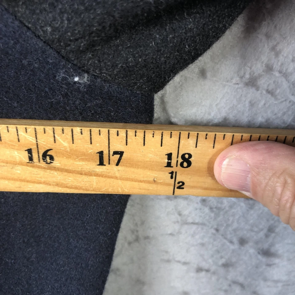 Abrigo Topshop Mujer US 6 UK 10 Gris Azul Marino Mezcla Lana Doble Pecho Militar Foto 3 de 4