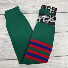 T K Over the Knee Baseball Socks Large Green NEW