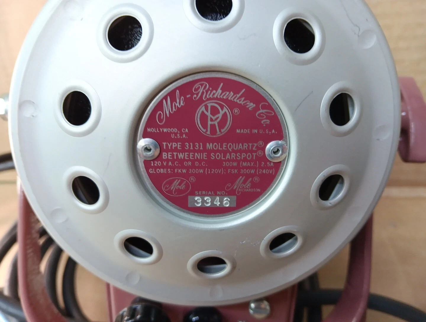 Mole Richardson light Serial No 3346