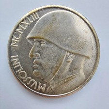 Moneta/Gadget 20 Lire Mussolini 1943 - Rame placcato argento