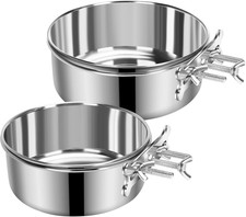 2PCS Dog Bowls for Crate, Stainless Steel Hanging Food  Water Bowls with Clamp