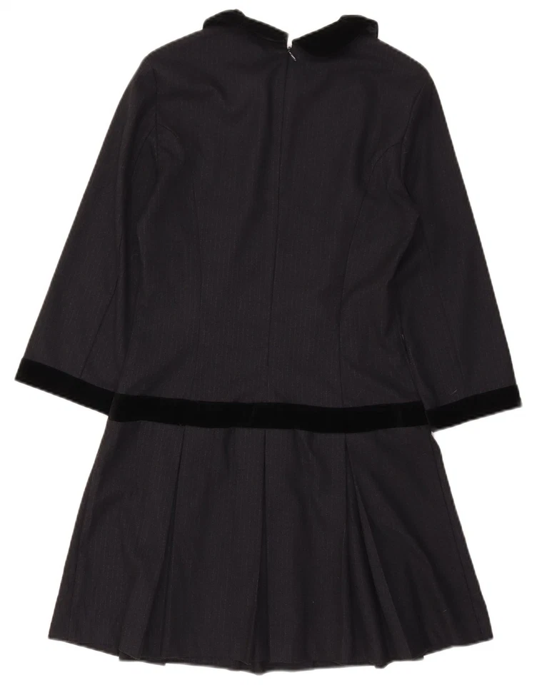 Vestido SISLEY para mujer manga 3/4 línea A Reino Unido 6 XS azul marino a rayas BD08 Foto 2 de 3