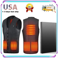 Heat Jacket Vest w/ Power Battery Adjustable USB Heated Vest w/ 5 Heating Zone