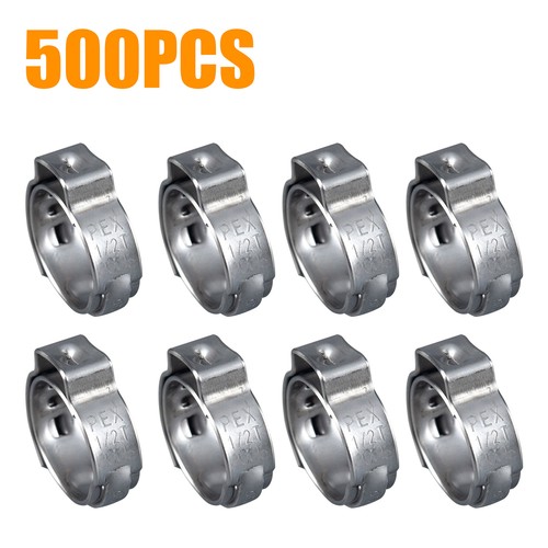 500Pieces Stainless Steel 1/2 Inch PEX Clamp Cinch Rings Crimp Pinch Fitting