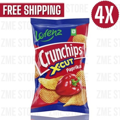 4X Lorenz Crunchips X-Cut Potato Chips Paprika Flavor , 130 Gram