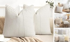 Farmhouse Pillow Covers 18x18, Modern Accent Square 18" x 18" Pack of 2 Gray