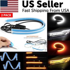45/60CM LED DRL Light Amber Sequential Flexible Turn Signal Strip For Headlight