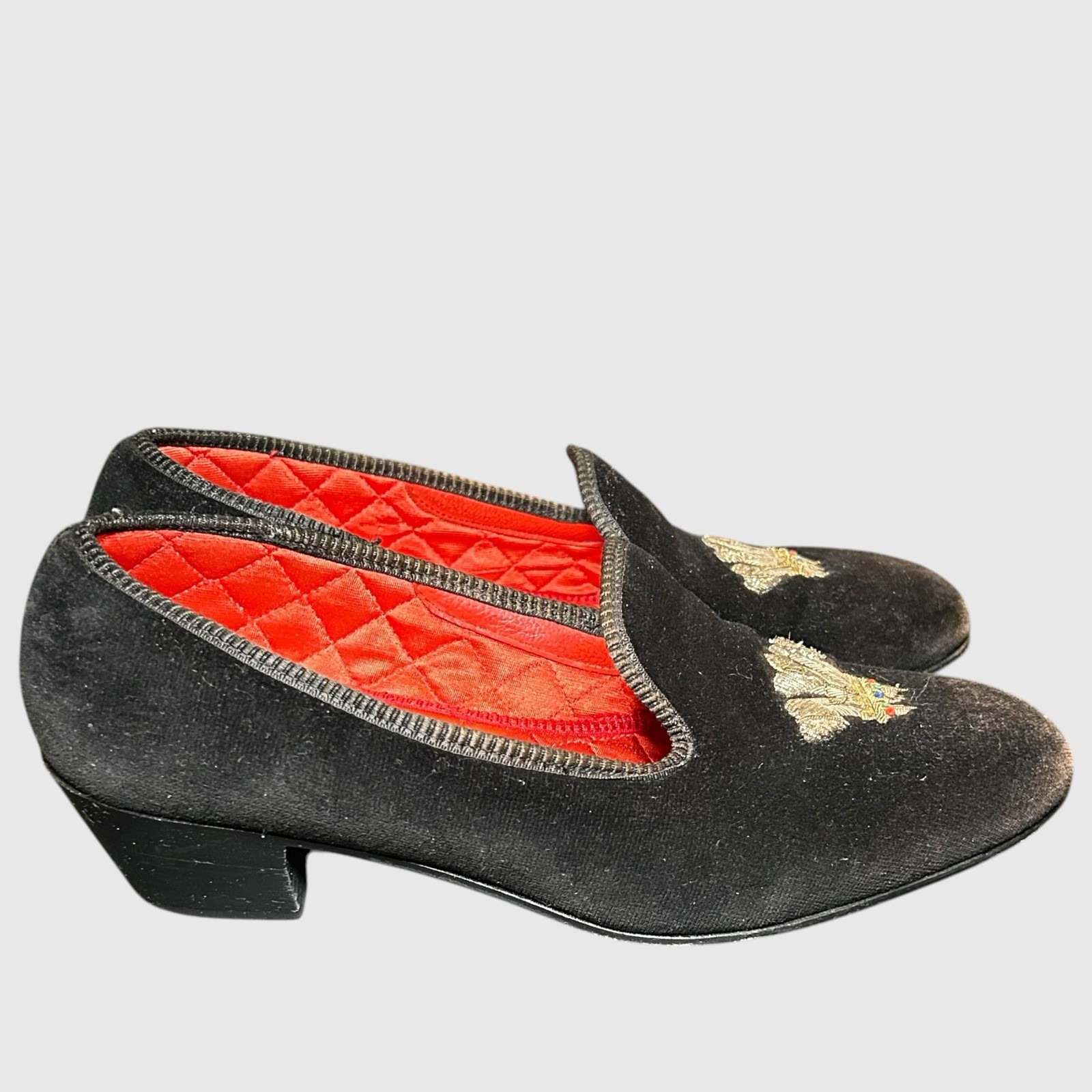 Vintage Neiman Marcus Black Velvet Prince of Wales Smoking Slippers Men’s 8