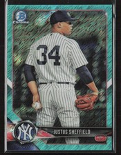 Justus Sheffield 2018 Bowman #BCP69 Chrome Prospects Aqua Shimmer Refractor /125