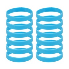 12 Pcs Silicone Bracelets Wristbands, Elastic Blank Sports Bands, Light Blue