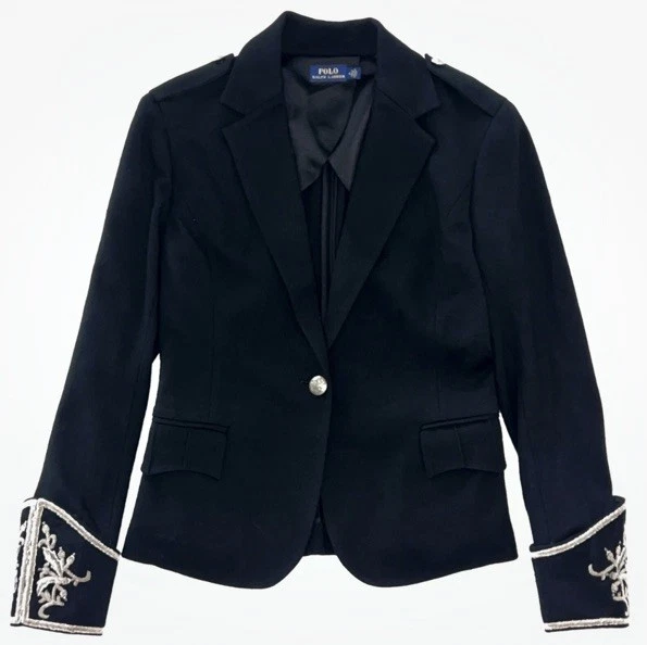 Ralph Lauren Gold +Silver Unique Embroidered Military Jacket +Bullion Long Cuffs - Image 4 of 4