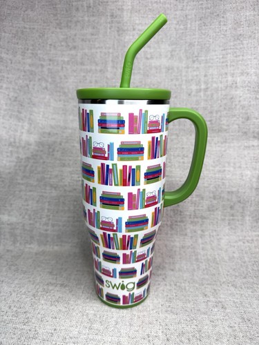 Swig Life "Book Club" 40 Unzen Mega Tasse Neu Ohne Etikett Grün Multi Bücherwurm