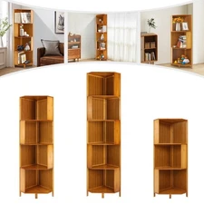 Rotating Bookshelf A-Shape Corner Bookcase Storage Freestanding Display Rack