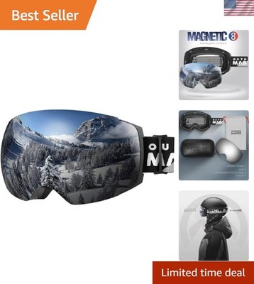 Ski Goggles PRO - Frameless, Interchangeable Lens 100% UV400 Protection Snow ...