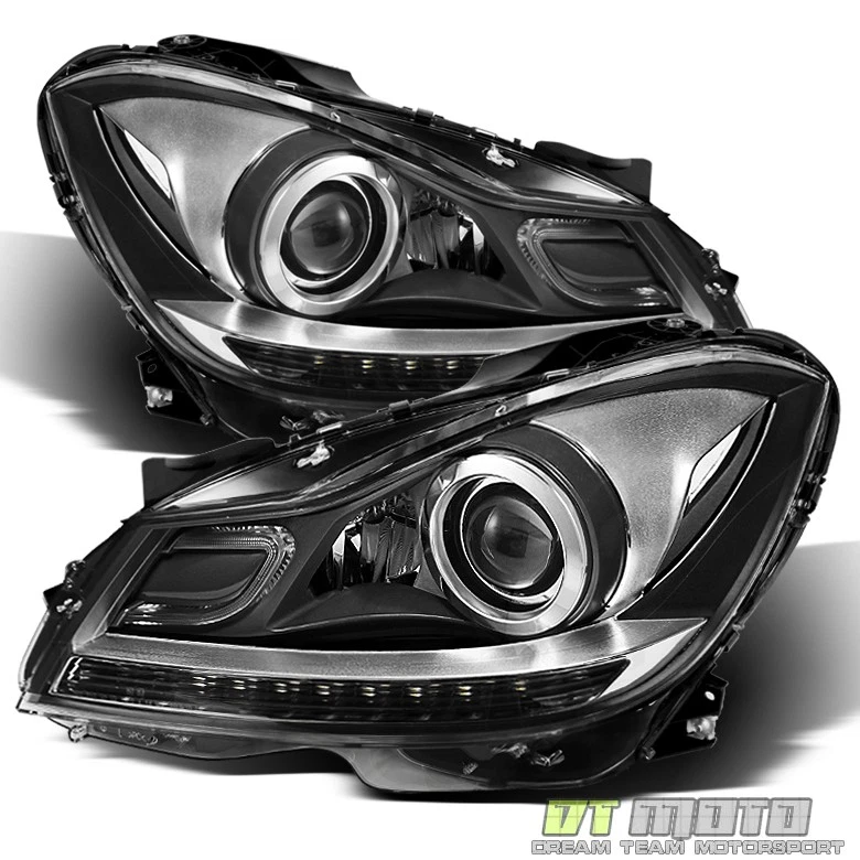 Faros halógenos LED DRL europeos Mercedes Benz W204 C250 C300 C350 Foto 2 de 4