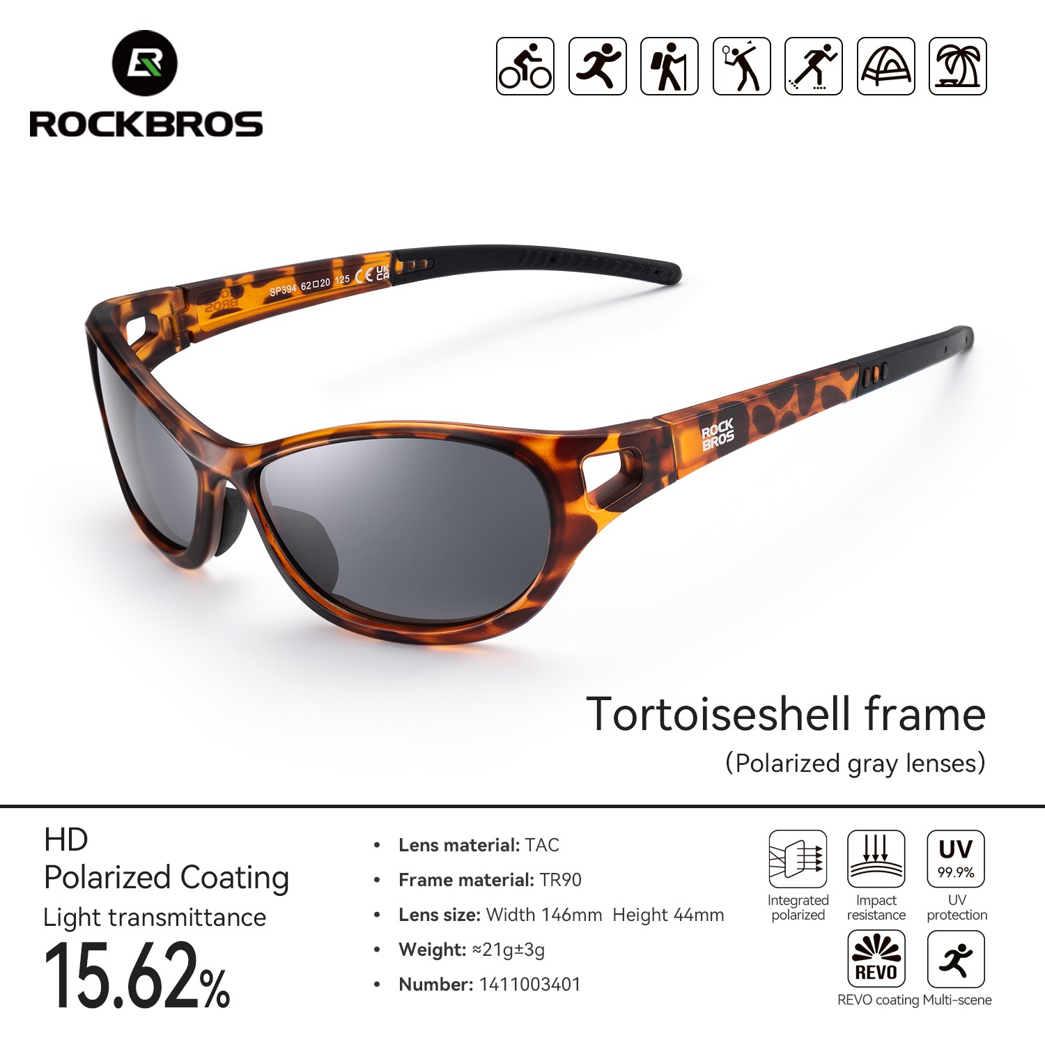 ROCKBROS Polarized Sports Sunglasses Driving shades UV Protection for Men Women 4290₽