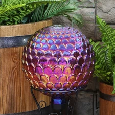 Red Scalloped Outdoor Gazing Globe - 10 in by Sunnydaze