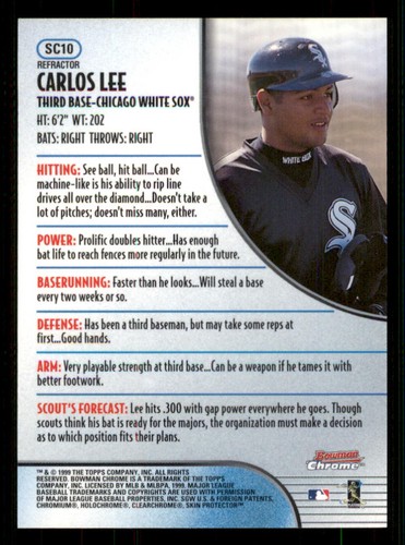 1999 Bowman Chrome Scout's Choice Refractors #SC10 Carlos Lee - Picture 2 of 2