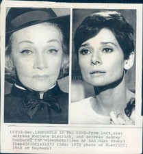 1973 Actress Marlene Dietrich Audrey Hepburn German Singer Beautiful Press Photo