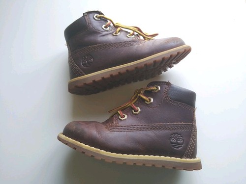 TIMBERLAND Pokey Pine 6" Side Zip, Dark Brown Full Grain Toddler Boots UK Size 6 - Picture 4 of 15