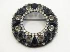 Vtg. Black Clear Rhinestone Costume Jewelry Brooch Art Deco - 03